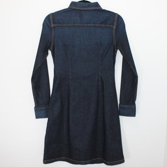 ALEXA CHUNG for AG DENIM Pixie Denim Shirt Dress Stretch Dark Denim Snap XS - Picture 7 of 16